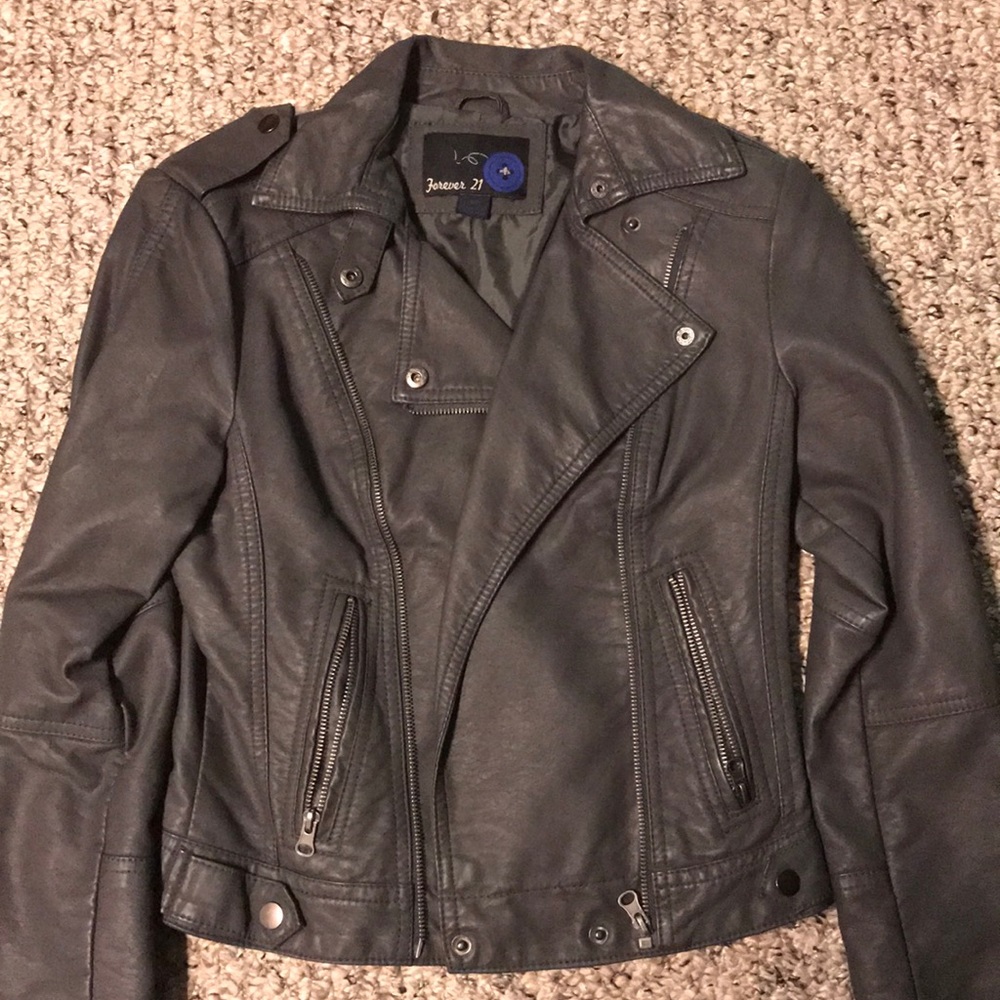 Gray Leather Jacket